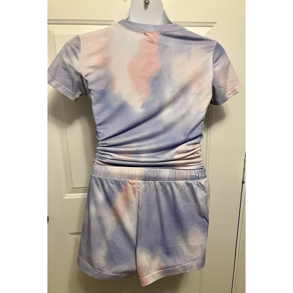 Love + Harmony 2 Pc Set Sz‎ Small Women's Purple Blue Pink Tie Dye Shorts Shirt - Picture 5 of 8